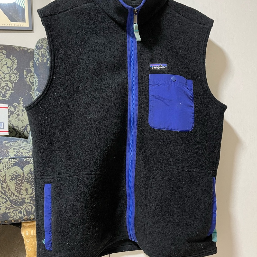 Patagonia synchilla vest black purple turquoise men’s large